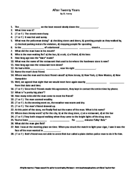 Middle School After Twenty Years By O Henry Guided Reading Worksheet