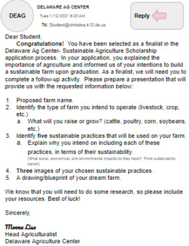 Preview of Middle School Ag--Sustainable Farm Design Project