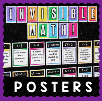 Preview of Middle School Algebra Invisible Math Posters - Bulletin Board Classroom Decor