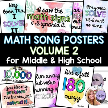 Preview of Middle School & Algebra - Math Posters Inspired by Song Lyrics - Bulletin Board