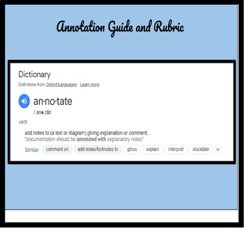 Preview of Middle School Annotating Guide and Rubric