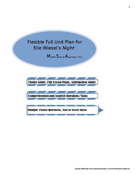 Preview of Night by Elie Wiesel Flexible Unit Plan