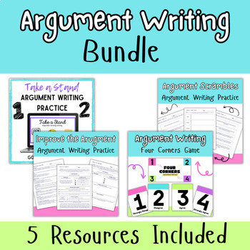 Preview of Middle School Argument Writing Bundle- 5 Activities Included-6th. 7th, 8th Grade