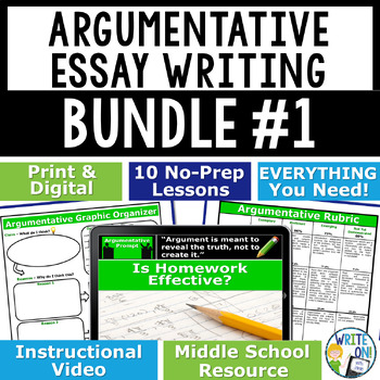 Preview of Argumentative Essay Writing Bundle - Rubric - Graphic Organizer - Outline - Quiz