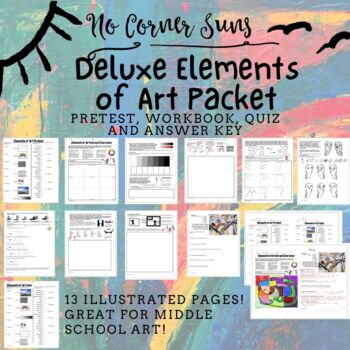 Preview of Middle School Art Class Elements of Art Workbook, Pretest, & Quiz