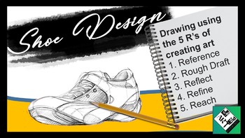 Preview of Middle School Art: Contour Line Shoe Drawing & Design