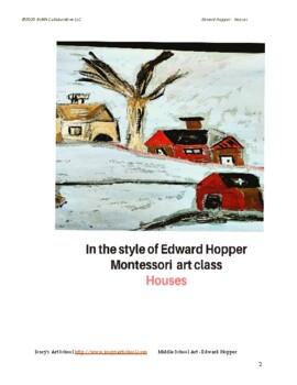 Preview of Edward Hopper Houses Process Art Lesson 6th-8th Grade Middle School Art