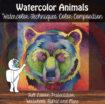 Preview of Middle School Art Project: Watercolor Technique Animals: Watercolor Unit