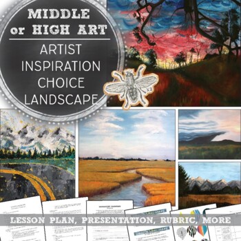 Preview of Middle School Art or High School Art: Artist Inspired, Choice Landscape Project