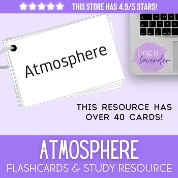 Preview of Middle School Atmosphere Test Prep: Flashcards