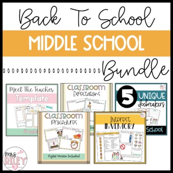 Preview of Middle School Back to School Bundle - Classroom Procedures, Ice Breakers, Rules