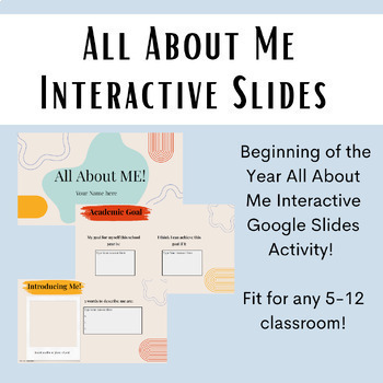 Preview of Middle School Beginning of the Year  "All About Me" Interactive Slides