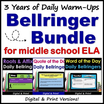 Preview of Middle School Bellringers ELA Bundle - Digital & Printable