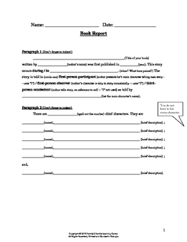 Preview of Middle School Book Report Worksheet