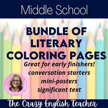 Preview of Middle School Bundle of Literary Coloring Pages or Mini Posters