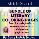 Middle School Bundle of Literary Coloring Pages or Mini Posters