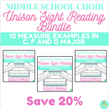 Preview of Middle School Choir 12-Measure Unison Sight Reading Bundle