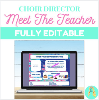 Preview of Middle School Choir Director Meet the Teacher Editable Template