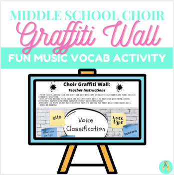 Preview of Middle School Choir Graffiti Wall Activity + 36 Weeks of Choir Vocabulary