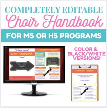 Preview of Middle School Choir Handbook- EDITABLE