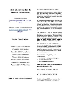 Preview of Middle School Choir Handbook Template
