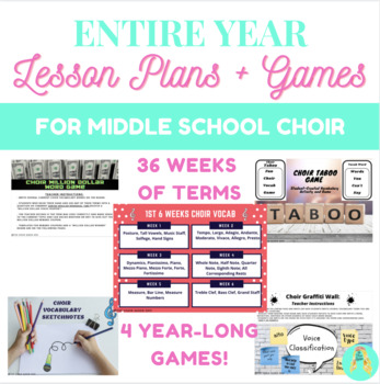 Preview of Middle School Choir Year Long Lesson Plans and Games
