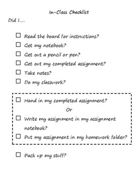 Preview of Middle School Class Checklist for Students with ADHD