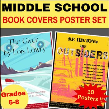 Preview of Middle School Classic ELA Book Cover Bulletin Board Set
