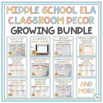Preview of Middle School Classroom Decor GROWING BUNDLE | Printable & Digital