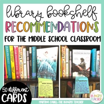 Preview of Middle School Classroom Library Book Recommendation Cards | Library Decor
