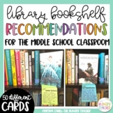 Middle School Classroom Library Book Recommendation Cards 
