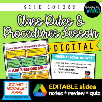 Preview of Middle School Classroom Management| Lesson, Slides & Doodle Notes | Google Slide