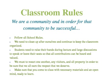Middle School Classroom Rules by Danielle Kimbrel | TpT