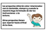 Middle School Classroom rules in both English and Spanish