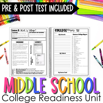 Preview of Middle School College Readiness - Group Counseling Classroom Lessons Activities