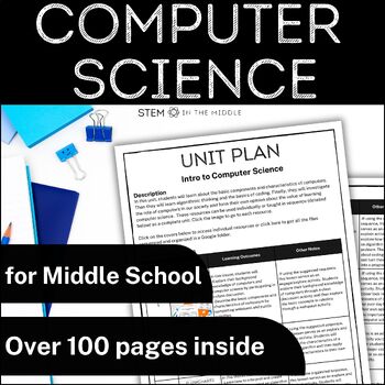 Preview of Middle School Computer Science Unit - Computer Coding Worksheets and Activities