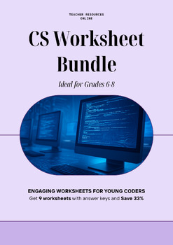 Preview of Middle School Computer Science Worksheet Bundle: JavaScript, Python HTML & CSS |