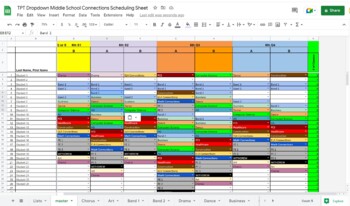 Preview of Middle School Connections Scheduler - Google Sheet