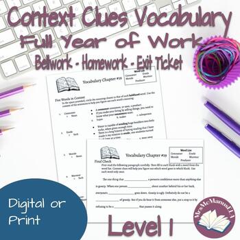 Preview of Middle School Context Clues Vocabulary Curriculum - Level 1 Full Year