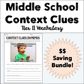Preview of Middle School Context Clues Tier II Vocabulary - Memes - Bundle