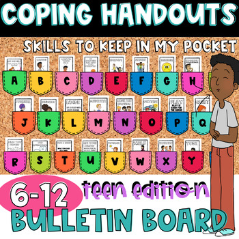 Preview of Middle School Counselor Bulletin Board (coping-skills handouts included)