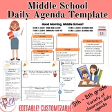 Middle School Daily Agenda Template (Grades 5-8)