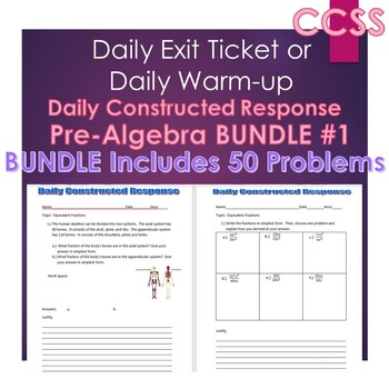 Preview of Middle School Daily Math Exit Slip/Warm-Up: PRE-ALGEBRA BUNDLE