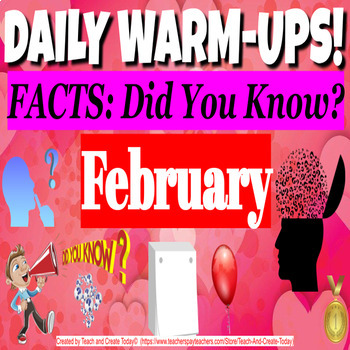 Preview of Middle and High School History English Facts Of The Day Activity February Winter
