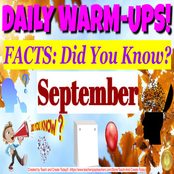 Preview of Middle and High School History English Facts Of The Day Activity September Fall