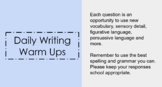 Middle School Daily Writing Warm Ups (150+ slides)