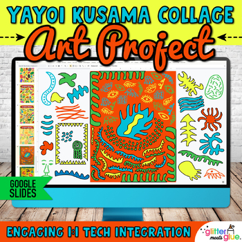 Preview of AAPI Month Middle School Digital Art Project, Yayoi Kusama Collage Google Slides