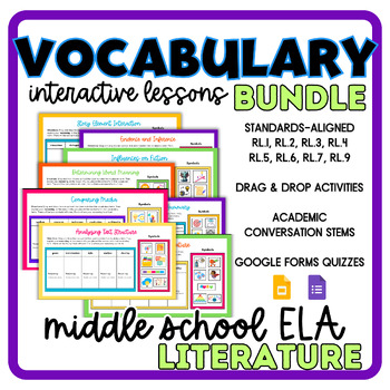 Preview of ELA Academic Vocabulary BUNDLE | 6th, 7th, 8th | Literature | Test Prep
