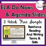 Middle School ELA Bell Ringers & Agenda Slides (FREE)