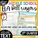 Middle School ELA Bell Ringers Digital and Editable Gramma
